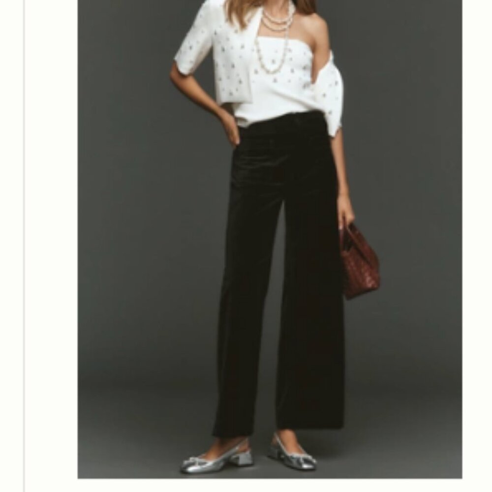 NWTAnthropologie The Colette Full-Length Velvet Pants by Maeve size 27T